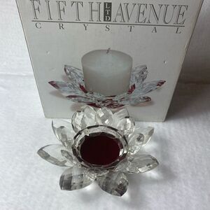 Fifth Avenue Crystal Lotus Pillar Candleholder